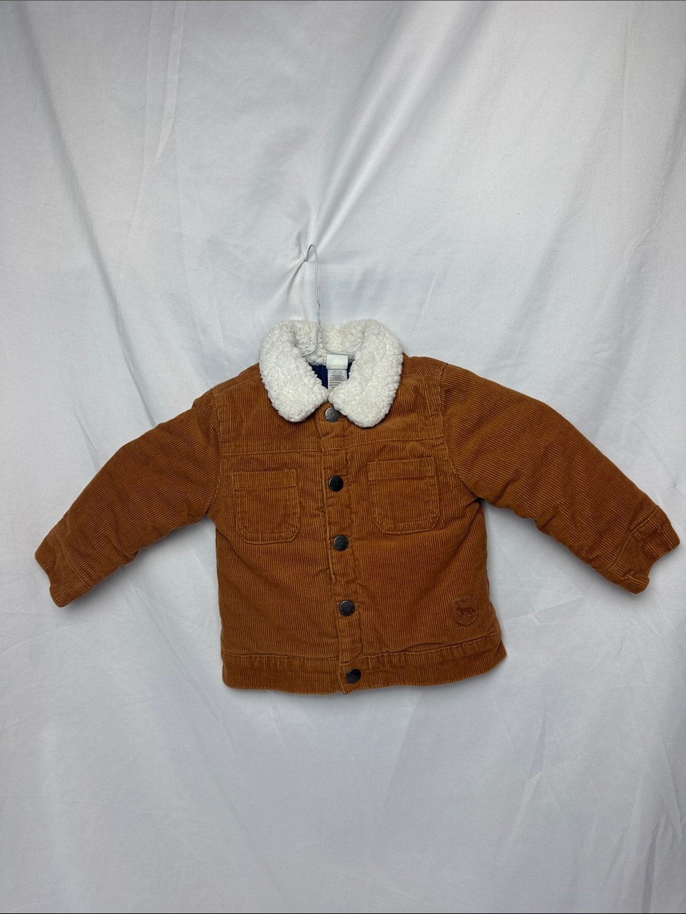 Little Me Brown Corduroy Jacket with White Sherpa Collar